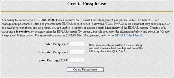EDGAR passphrase website